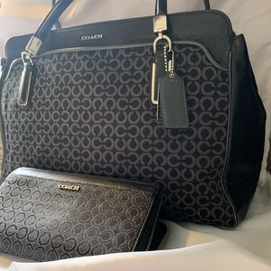 black coach handbag & wallet
